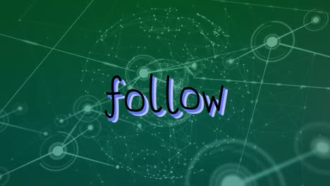 animation of follow text over spots and globe