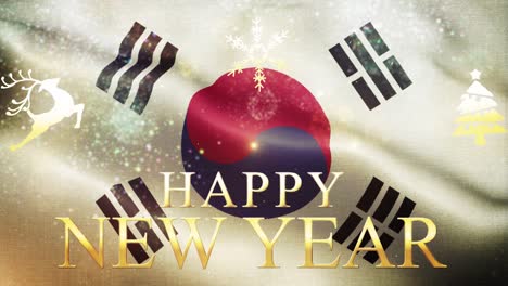 happy new year - flag background korea south