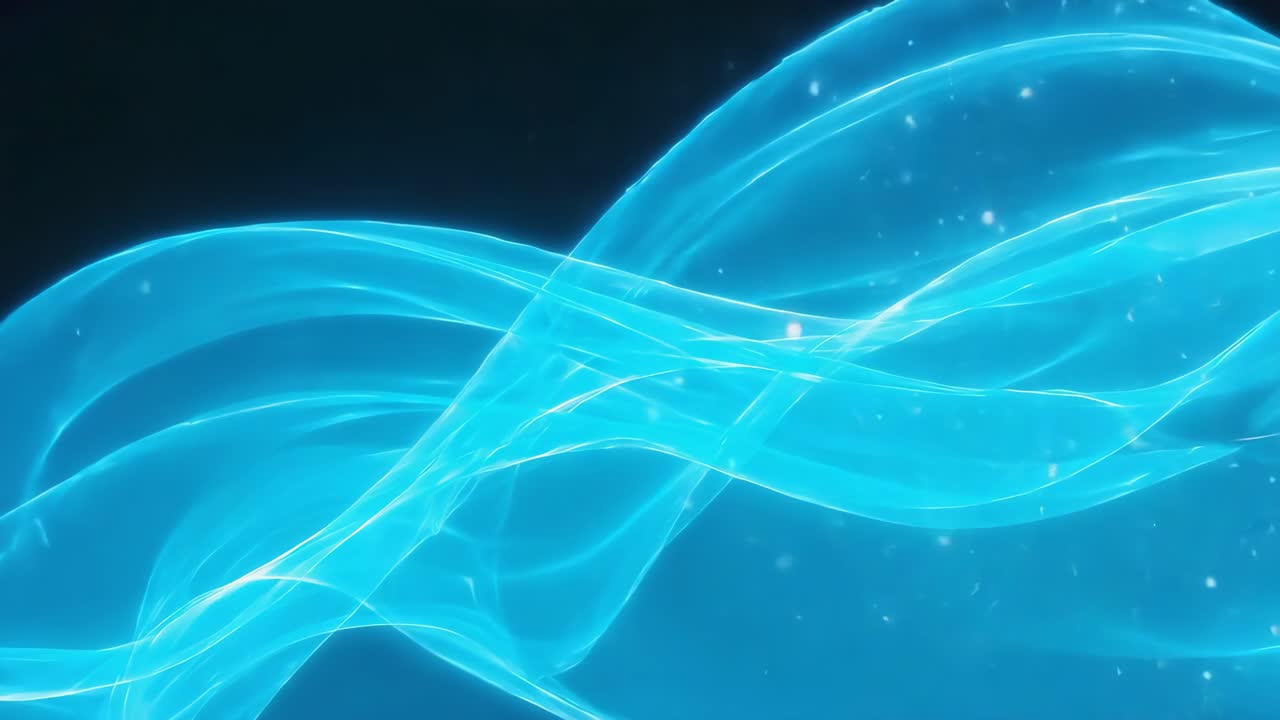 Abstract Blue Light Waves with Glowing Particles