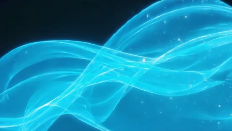 abstract blue light waves with glowing particles