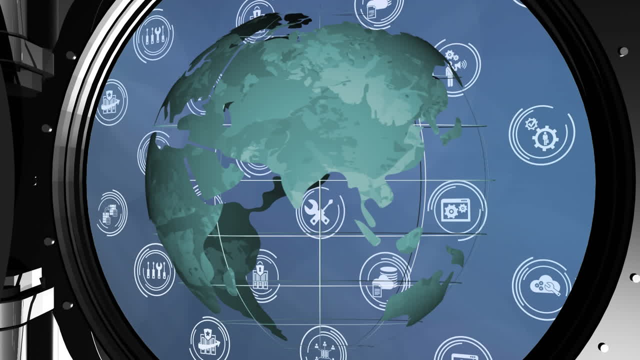 금고 안에 있는 지구와 아이콘