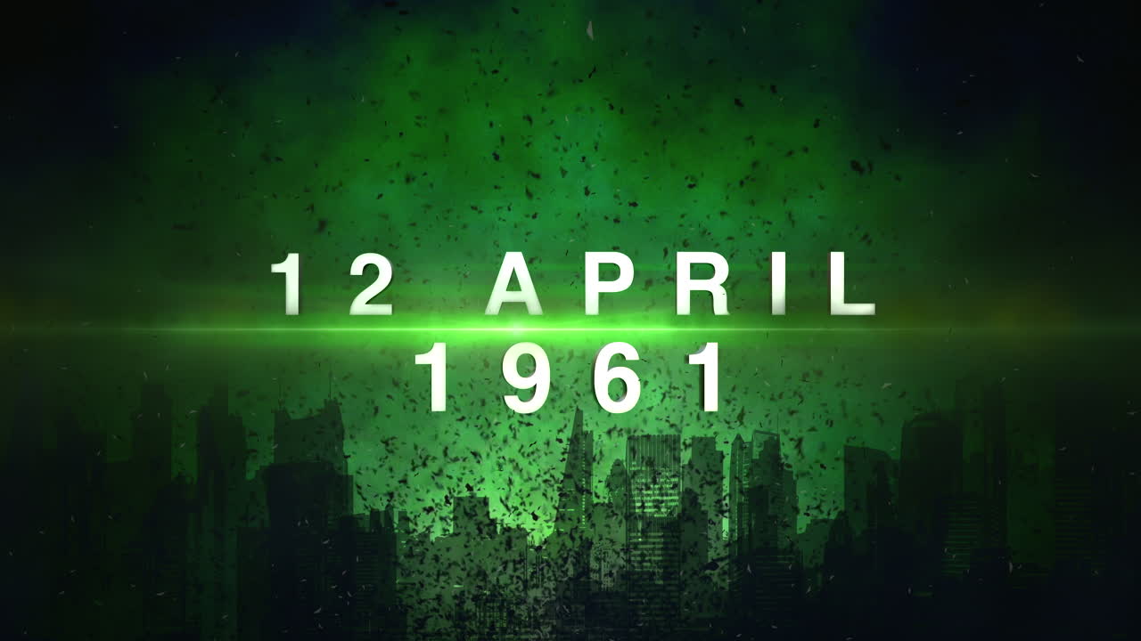 12 April 1961 with dark city and fly garbage in night time