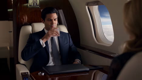 man in private jet