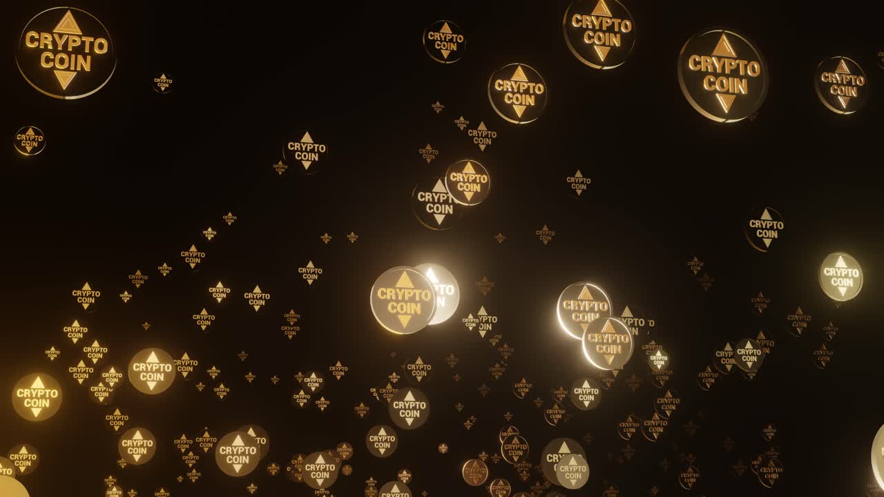 monedas criptográficas doradas aisladas sobre fondo negro