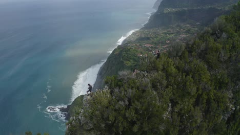 Dramatic-revealing-drone-shot-of-the-coastline-of-Madeira