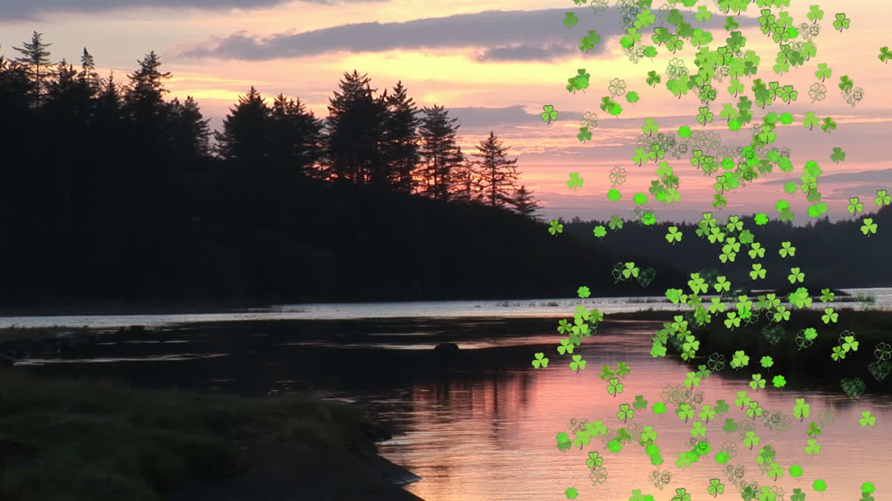 조경 위에 있는 클로버 아이콘의 애니메이션