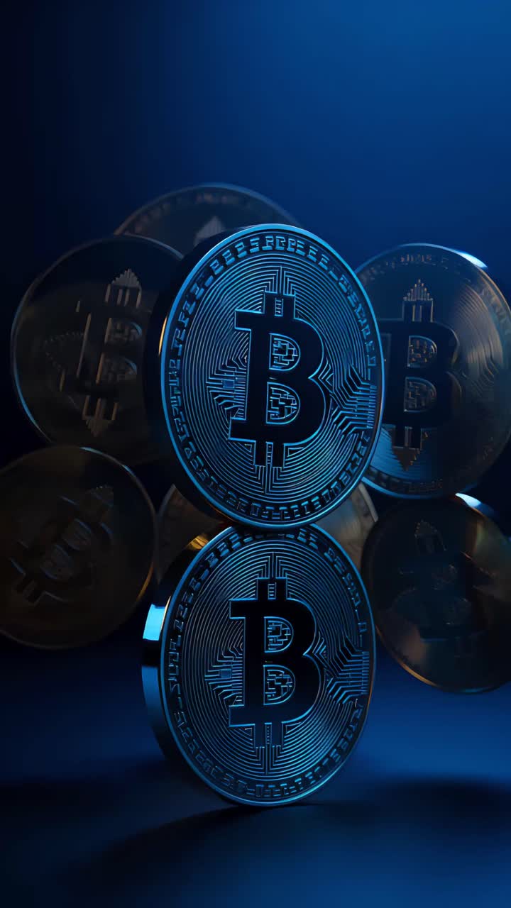 Animação de Bitcoin Dourado Girando em Fundo Escuro Cripto Cinematográfico 4K