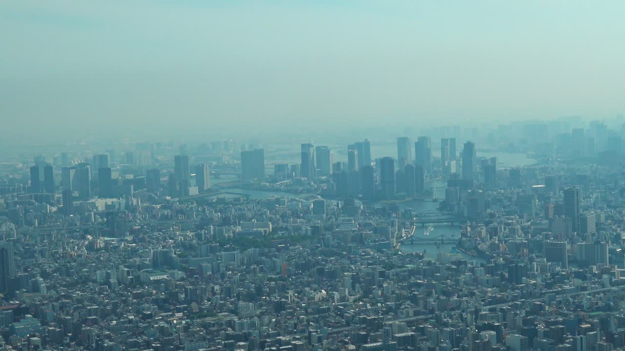스카이트리 타워에서 스카이라인이 있는 도쿄의 조감도