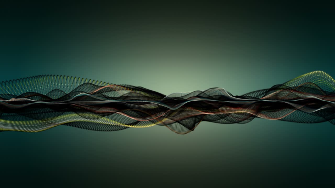 Fantastic animation with particle wave object in slow motion and space for text, 4096x2304 loop 4K