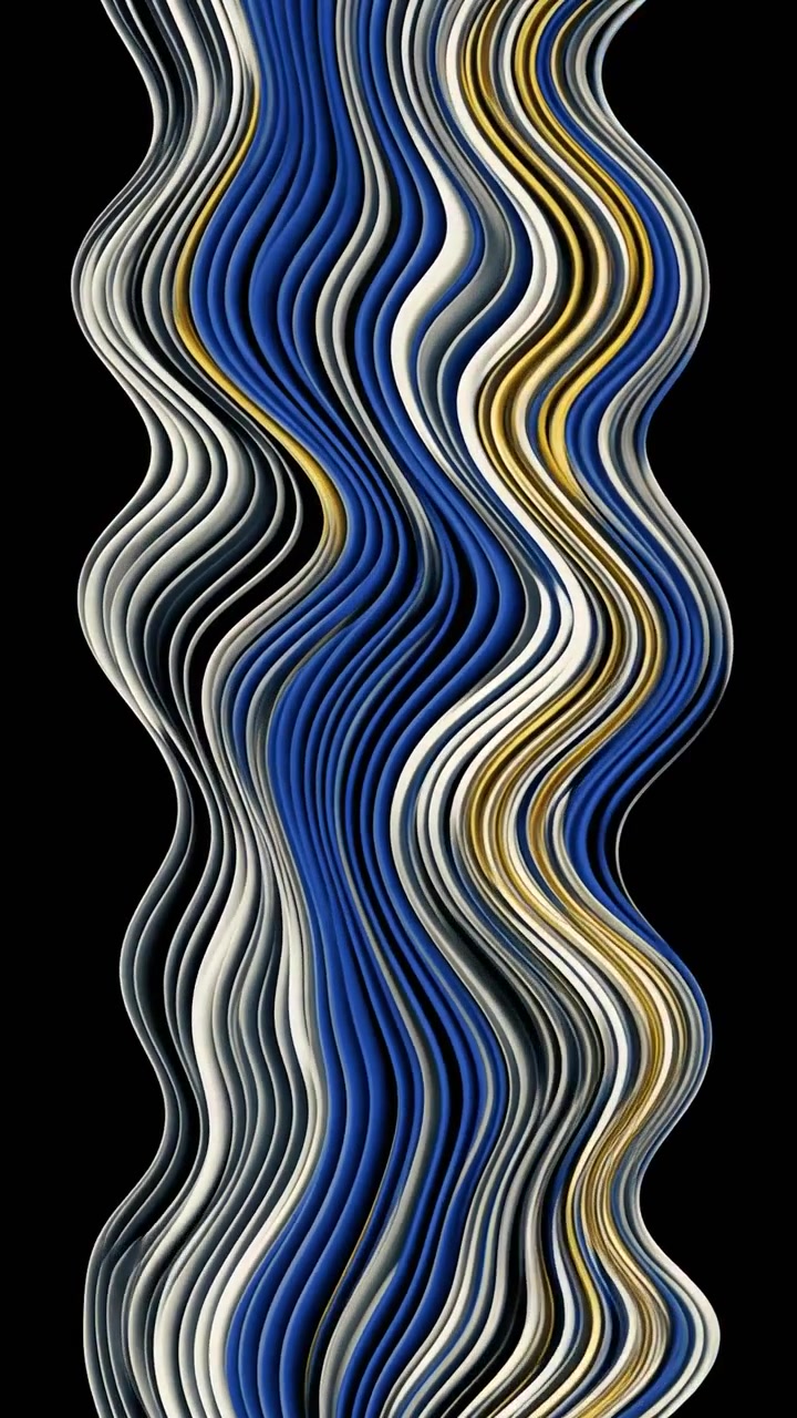 Dynamic Abstract Wavy Lines in Blue, White, and Gold