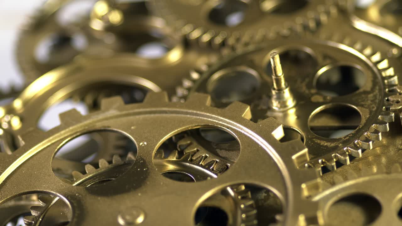 Old Golden Gears Turning in Working Mechanism
