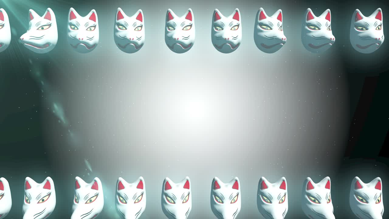 일본 전통 스타일의 여우 얼굴 마스크 루프 애니메이션