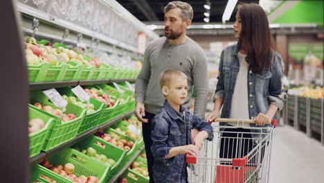 family shopping for groceries