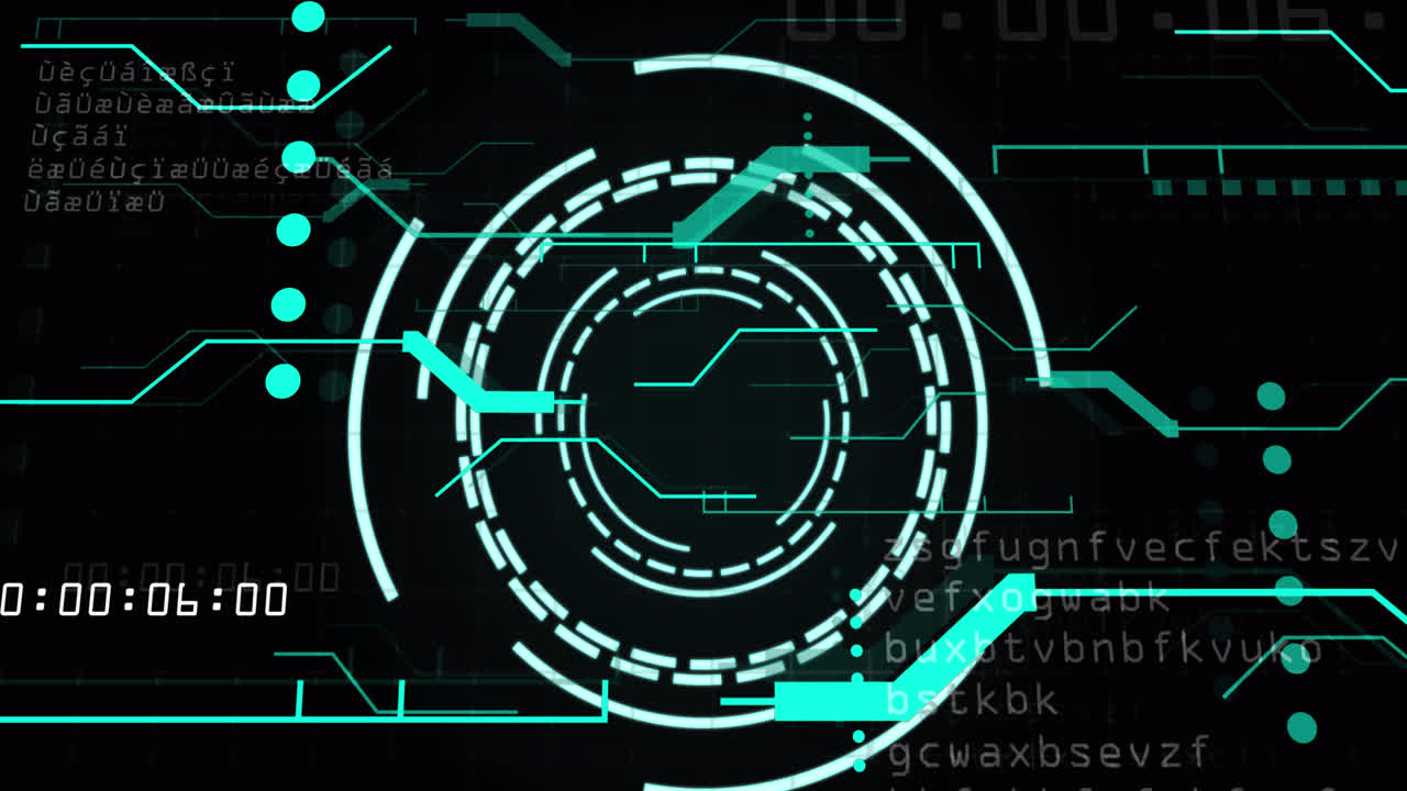 Animation of data processing on black background