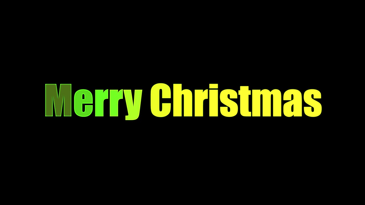 Merry Christmas text animation. 4K video animation for Merry Christmas holiday multicolored letters screensaver.
