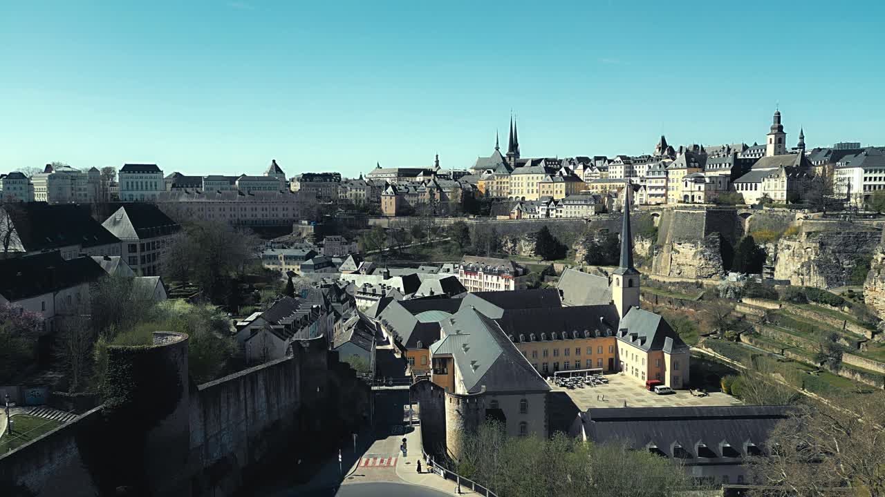 Aerial view of Grund in Luxembourg