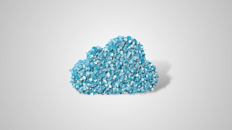 Cloud computing animation, cloud symbol from many particulars