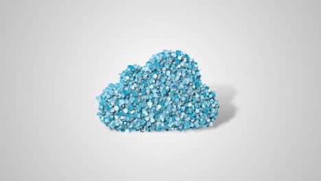animación de computación en la nube, símbolo de la nube de muchos detalles
