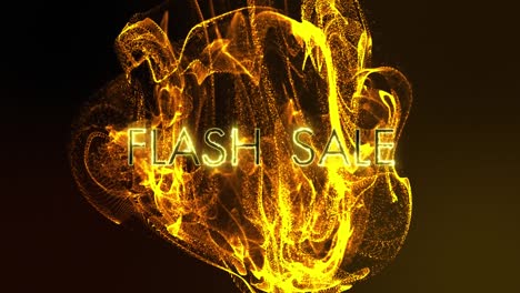 Animation-of-text,-flash-sale,-over-yellow-ball-of-light-trail,s-on-black-background