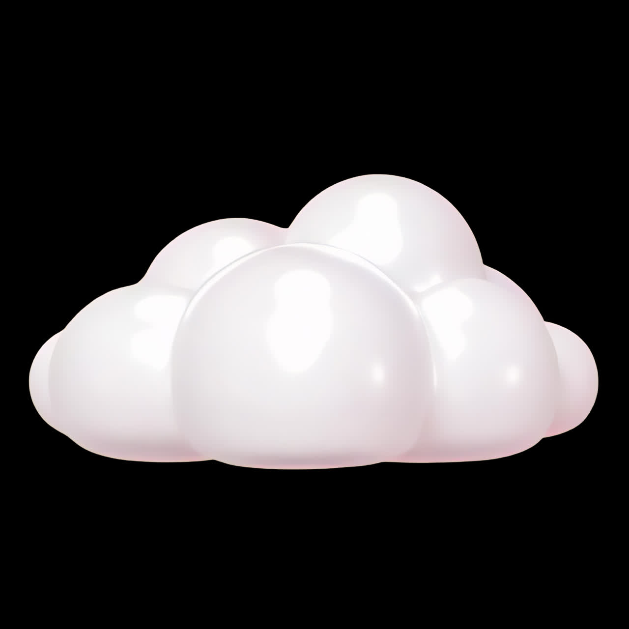 Glossy cloud animation isolated asset, transparent 4K video, alpha channel, ProRes 4444