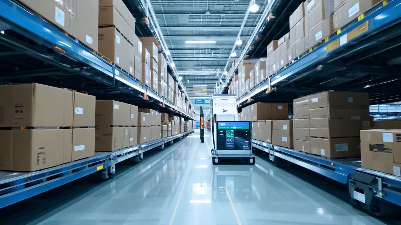 Automated Guided Vehicle (AGV) in a Modern Warehouse