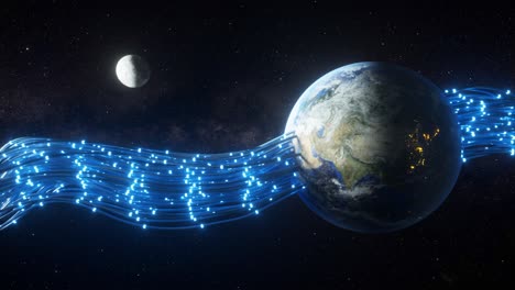 global network connectivity - earth and moon