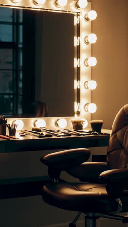 makeup artist vanity with mirror and chair