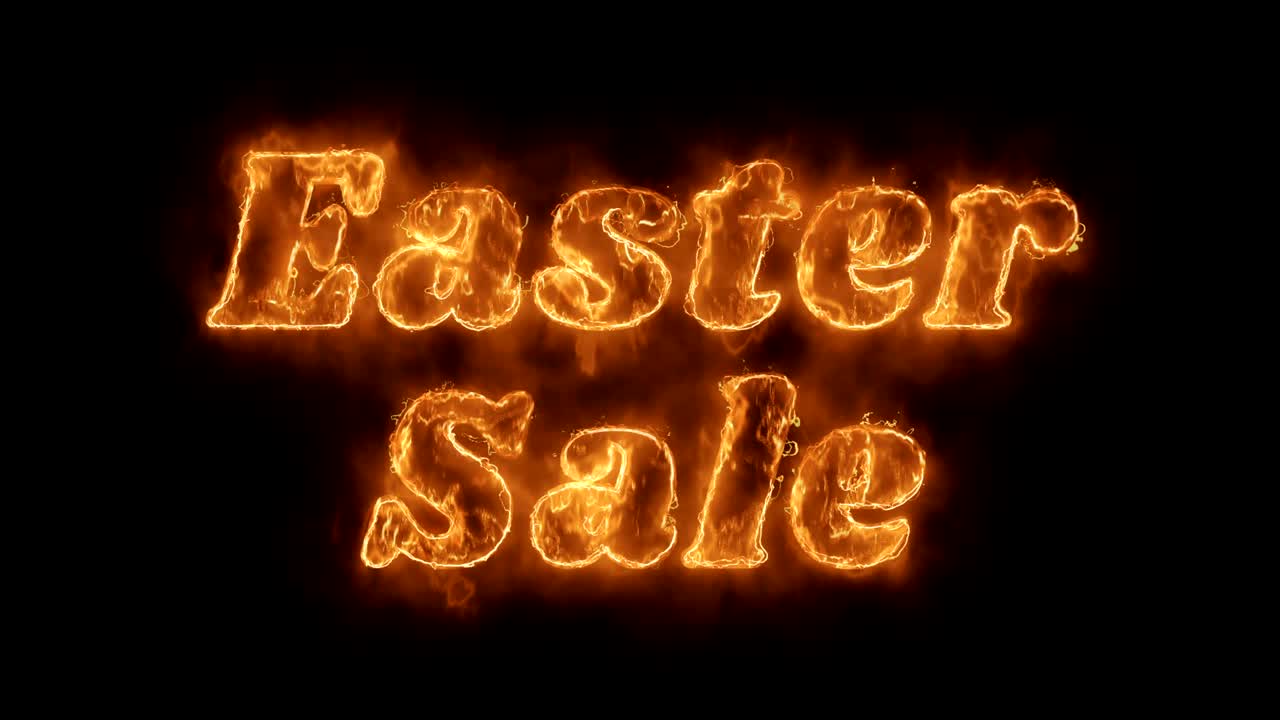 부활절 판매 단어 뜨거운 애니메이션 불타는 현실적인 불 불꽃 루프