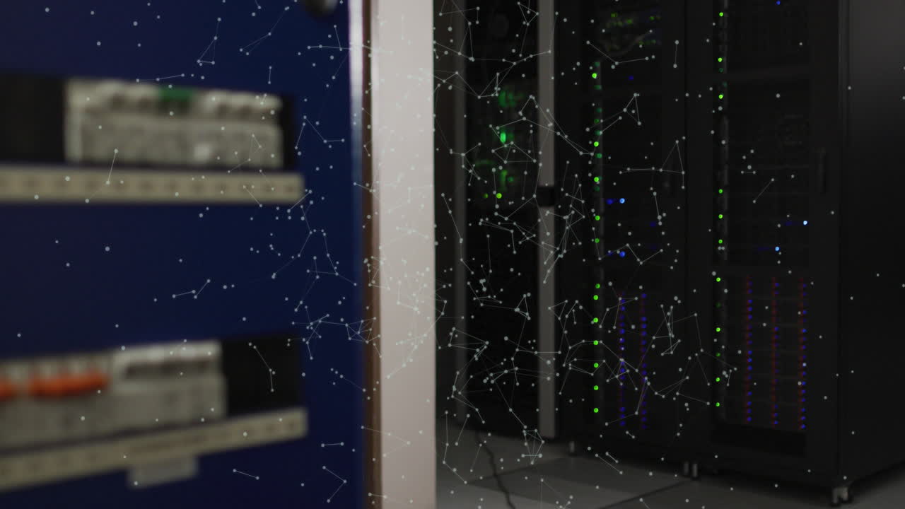 animación del procesamiento de datos a través de servidores informáticos