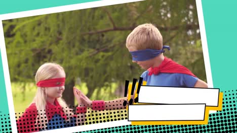 superhero siblings high five