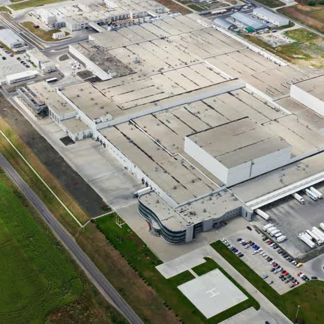 aerial view of a large modern industrial factory. industrial background. logistics from above