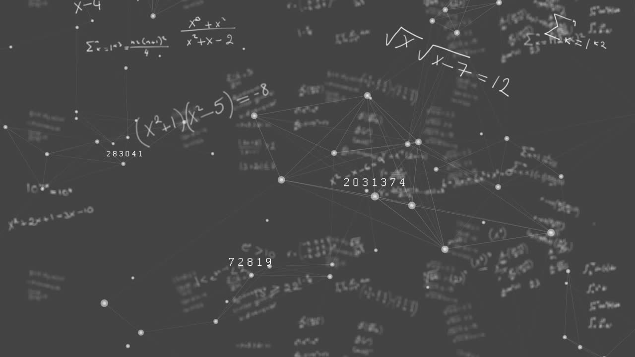 ecuaciones matemáticas y red de conexiones contra la pizarra