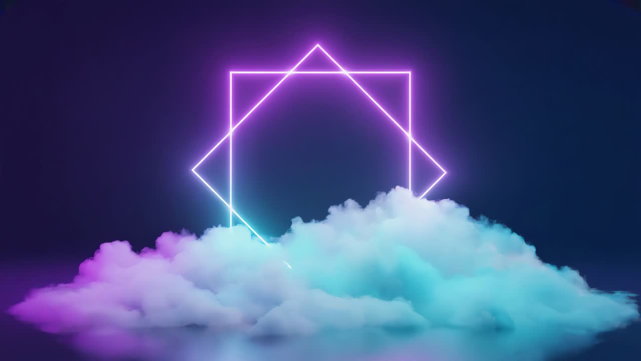 Neon Square on a Cloud