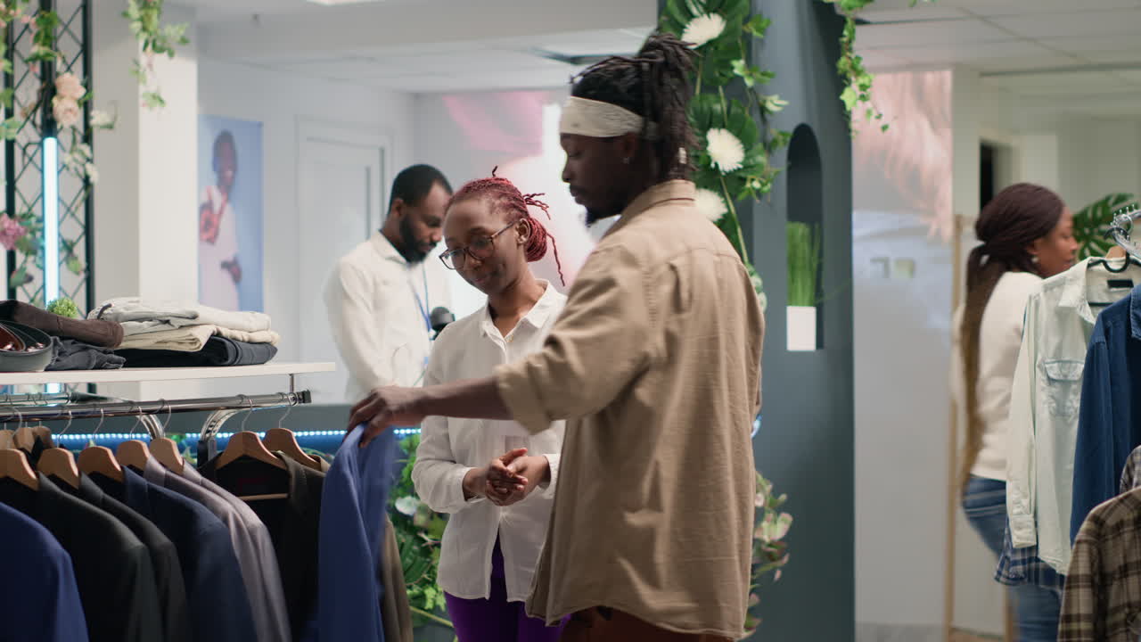 쇼핑몰 에서 여자 의 도움 을 받은 고객