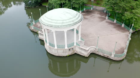 circular aerial view of the bandstand at roger williams park in providence