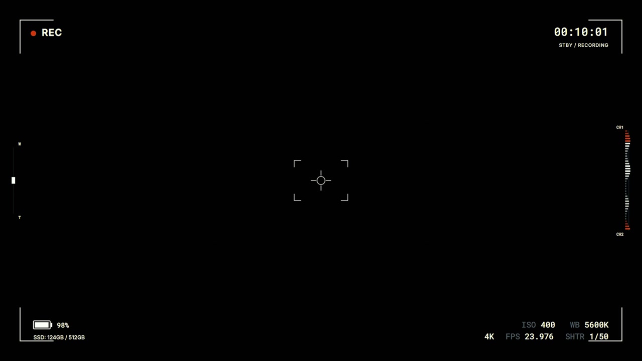 Digital Camera Recording Interface Overlay on Black Background