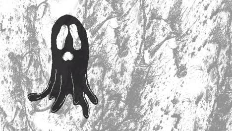 animación del fantasma de halloween en un fondo gris en movimiento