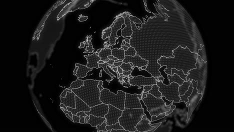 serbia country alpha for editing data analysis technology globe rotating, cinematic video showcases a digital globe rotating, zooming in on serbia country alpha for editing template