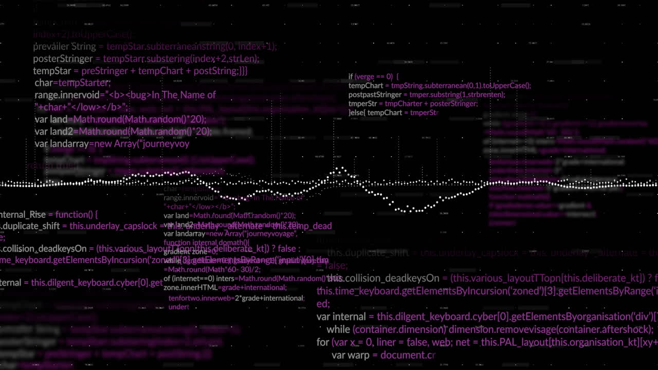 Animation of data processing and diagrams over black background
