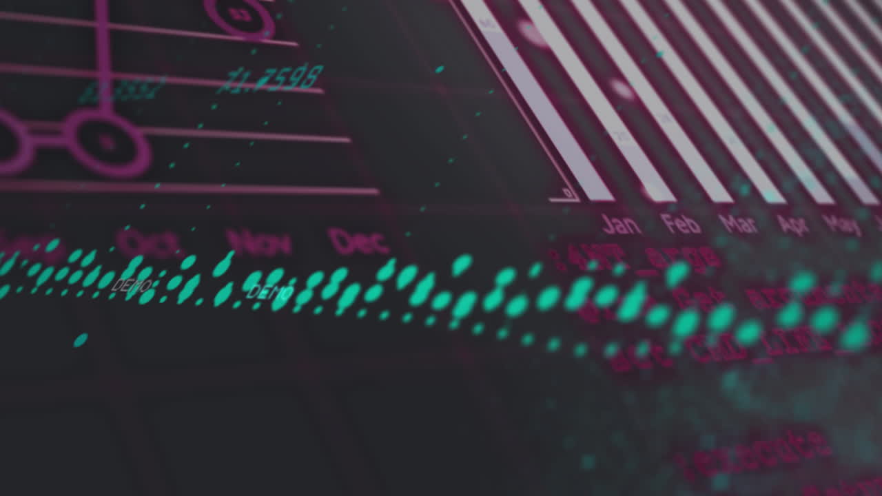 animación de visualización de datos durante meses calendario y datos numéricos