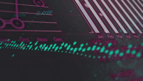 Data visualization animation over calendar months and numerical data