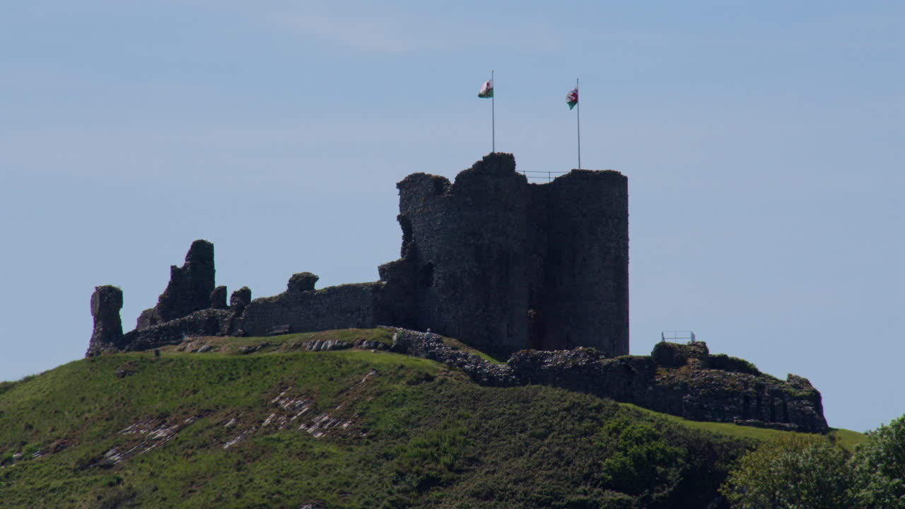 long shot of Criccieth castle from the Esplanade