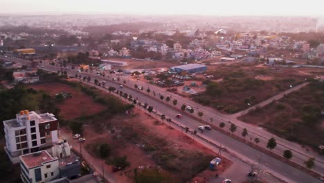 Red-sky-sunset-over-a-indian-highway