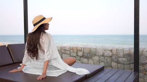 woman feeling freedom on a resort vacation stressfree