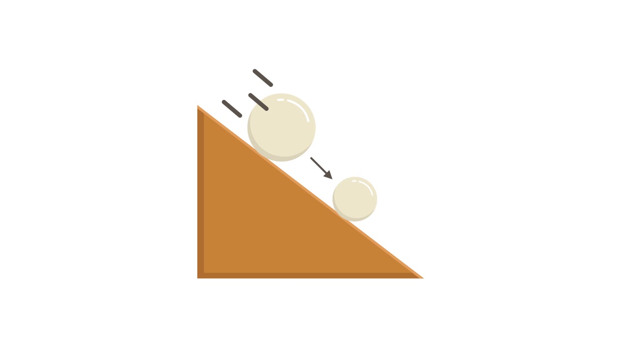Animated Spheres Rolling Down an Inclined Plane