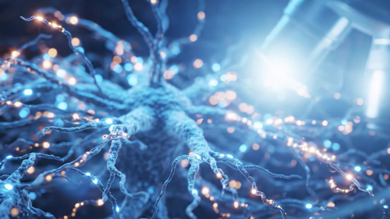 Exploring the Neurological Realm: A Close-Up of a Bioluminescent Neuron Under Examination, Showcasing Its Intricate Structure and Electrical Activity Through Advanced Imaging Techniques