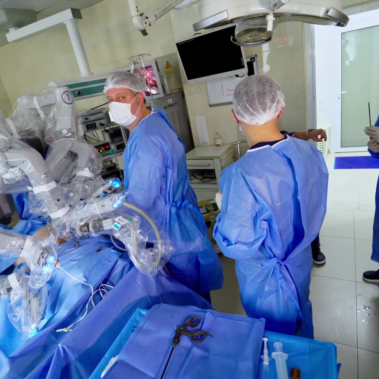 Da Vinci Surgery. Medical operation involving robot. Future of Medicine