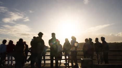 people silhouetted against sunset at scenic lookout