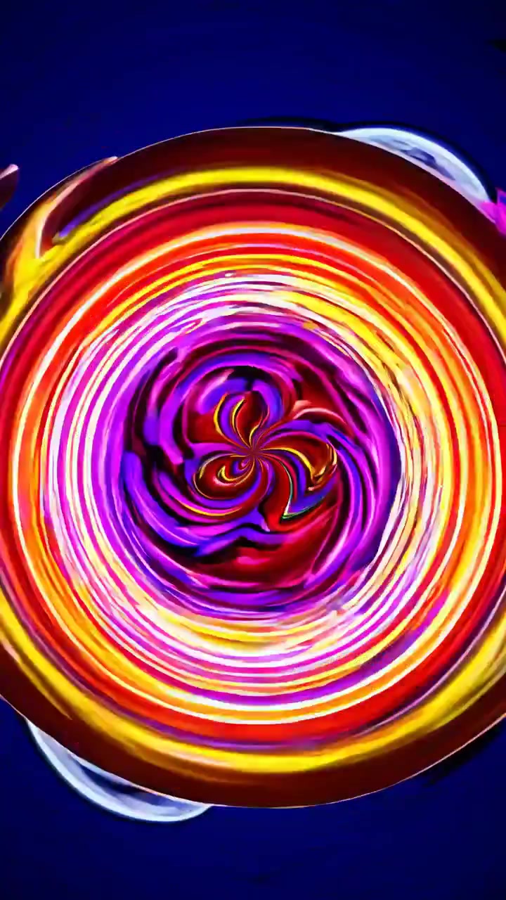 Abstract 3D Animation of Colorful Liquid Swirls on Blue Background