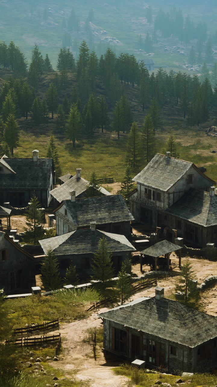 hermosas casas antiguas en las montañas